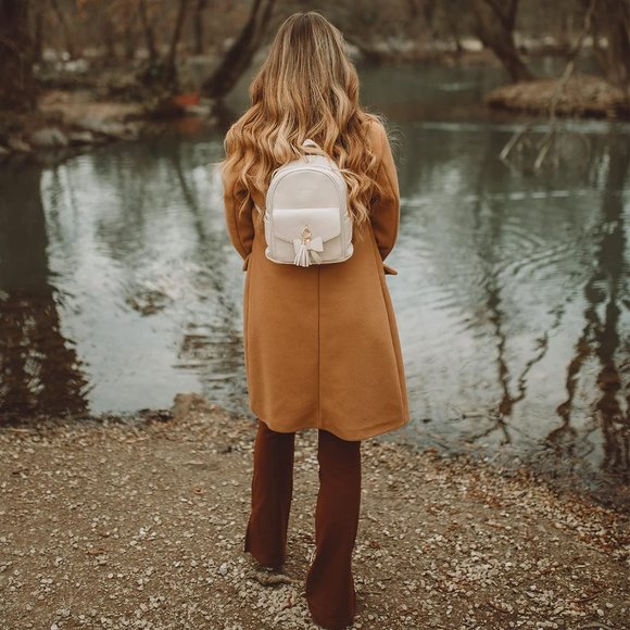 ECOSUSI Cute Bowknot Small Backpack Ladies Leather Satchel Bag with Charm Tassel main image 4